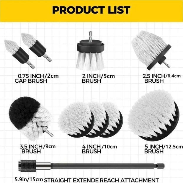 10pcs Drill Brush Attachment Set Car Cleaning Electric Brush with Extended Attachment Brush Shower Brush Cleaning Supplies