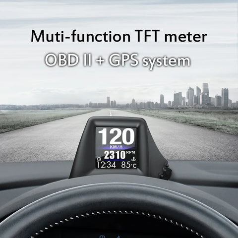 New Multi-function HUD Gadget OBD2+GPS On-board Computer A-pillar Trim Install RPM Turbo Oil Pressure Water Temp GPS Speedometer