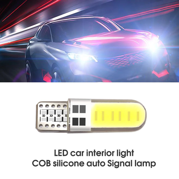 10pcs Silicone Gel COB Auto LED Car Light 12V T10 W5W Wedge Side Parking Read Bulb Signal Lamp Clearance Door Light 12 SMD chips