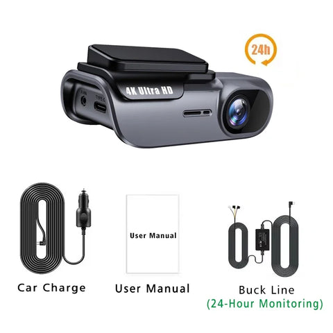 4K 3840*2160P Dash Cam WIFI Car DVR Camera Video Drive Recorder Dashcam Registrar Black Box 24 Hour Monitoring Night Vision