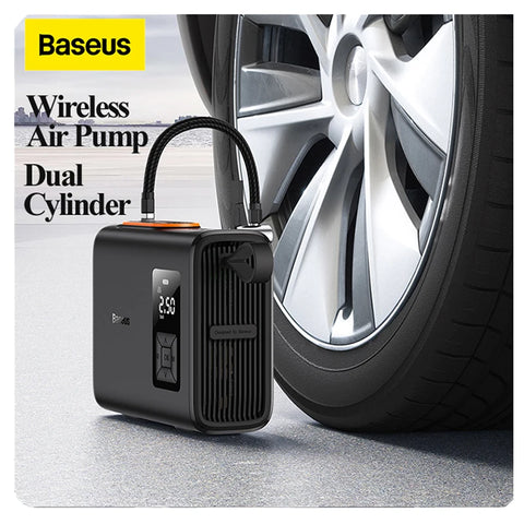 Baseus Wireless Air Compressor Inflatable Pump Dual Cylinder Electric Tire Inflator For Car Motorcycle Bicycle Tyre Air Pump