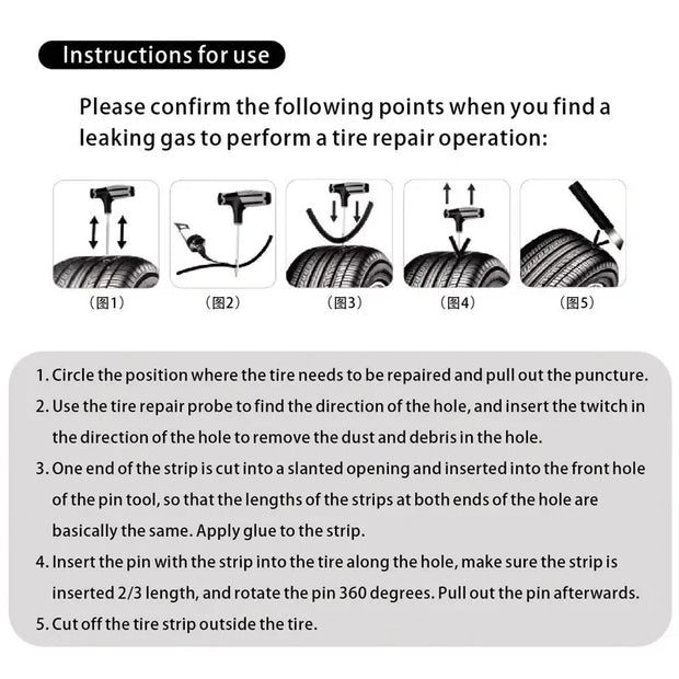 PWS Auto Tire Repair Kit Puncture Plug Tools Tyre Puncture Emergency for Universal Tire Strips Stiring Glue Repair Tool