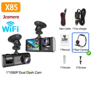 3Channel Dash Cam for Car 1080P Video Recorder WIFI APP Dashcam Car DVR  Front and Rear View Camera Night Vision car accessory