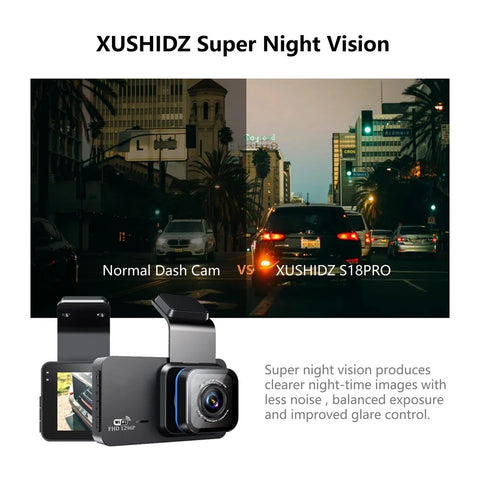 XUSHIDZ X02 2K WIFI Dash Cam 24H Parking Monitor Motion Detection Night Vision  Dual-Channel DVR Car Camera Vehicle Recorder