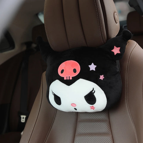 Sanrio Cute Kuromi Car Headrest Safety Seat Belt Cover Kawaii Japanese Style Back Cushion Plush My Melody Car Decoration Gifts