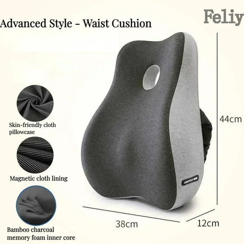 Memory Foam Office Chair Cushion Car Seat Support Waist Pillow Massage Lumbar Pain Relief Cushion Slow Rebound Orthopedic Pillow