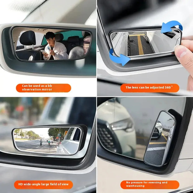 2Pcs 360 Degree Adjustable Blind Spot Mirror Car Auxiliary Rearview Convex Mirror Round Frame Wide Angle Mirrors for Car Reverse