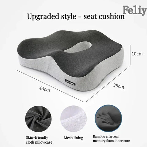 Memory Foam Office Chair Cushion Car Seat Support Pads Buttocks Pillow Massage Hips Orthopedic Pillow Coccyx Pain Relief Cushion