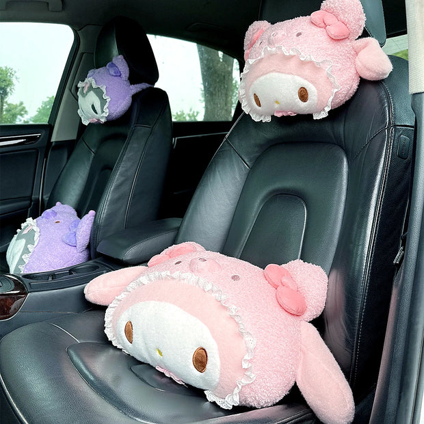 Sanrio Hello Kitty Headrest Cushion Car Seat Cartoon Kuromi My Melody Cinnamoroll Pom Pom Purin Pillow Comfortable Home Decor