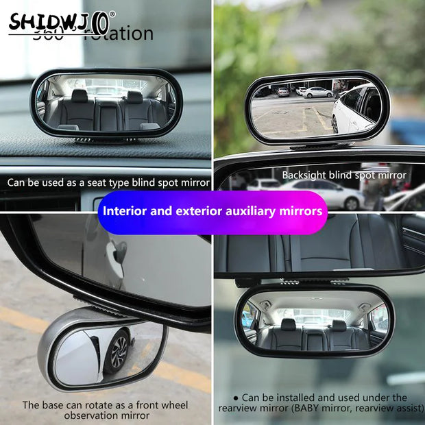 360° Adjustable Car Mirror Wide Angle Side Rear Mirrors Blind Spot Snap Way For Parking Auxiliary Rear View Mirror Accessories