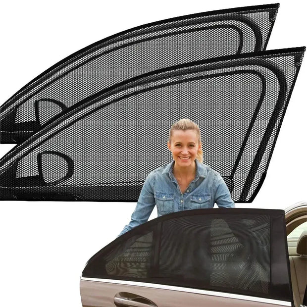 2pcs Car Rear Side Window Sunshade UV Protect Shield Mesh Prevent Mosquito Sunshine Privacy Protection Foldable Curtain