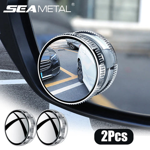 SEAMETAL 2Pcs Side Blind Spot Mirror for Car 360-Degree Suction Cup Parking Auxiliary Convex Mirror 6CM HD Wide Angle Rearview