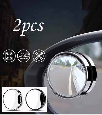 2Pcs Car Rearview Sucker Mirrors 360 Degree Blind Spot Mirror Adjustable Round Frame Convex Clear Rearview Auxiliary Mirror