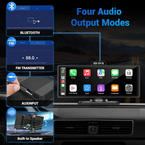 11.26 Inch 4K DVR Wireless CarPlay & Android Auto Dash Cam Bluetooth Audio GPS Navigation Dashboard Dual Lens Video Recorder