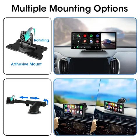 10.26" Dash Cam 4K 3840x2160 Wireless Carplay & Android Auto Navigation Voice Control Car DVR Rearview Camera BT Monitor Screen