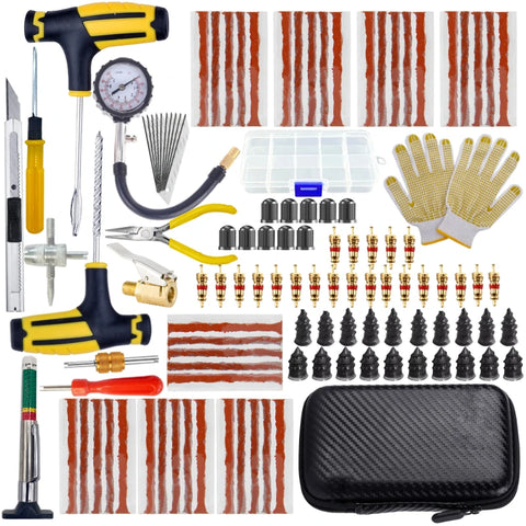 Car Tire Repair Kit Puncture Plug Tools Tyre Puncture Emergency for Universal Tire Strips Stiring Glue Repair Tool Kit