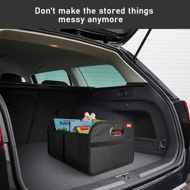 1pc Large Collapsible Trunk Storage Box -Extra Thick Large Capacity SUV Storage Container with Multi Pockets for Car SUV Minivan