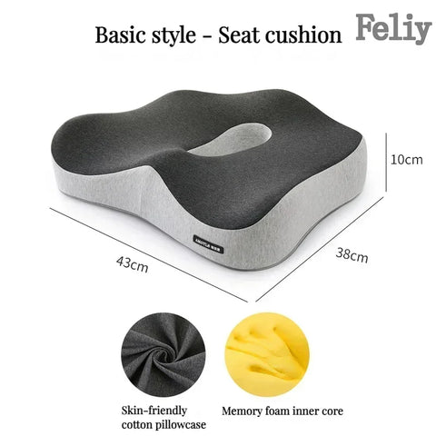 Memory Foam Seat Cushion Office Chair Cushion Car Seat Support Waist Pillow Massage Buttocks Pad Pain Relief Orthopedic Pillow