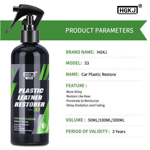 Car Plastic Leather Restorer Spray Polish Cleaner Coating Agent  Back To Black More Gloss Car Cleaning Products S3