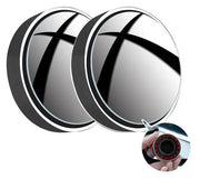 2Pcs Round Frame Convex Blind Spot Mirror Safety Driving Wide Angle 360 Degree Adjustable Clear Rearview Mirror