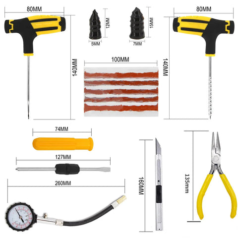 Car Tire Repair Kit Puncture Plug Tools Tyre Puncture Emergency for Tire Strips Stirring Glue Repair Tool Kit Car Accessories