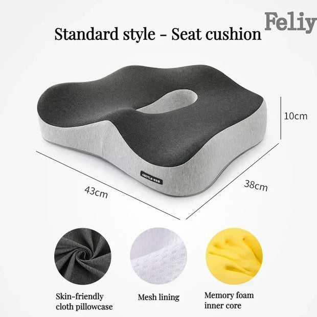 Memory Foam Office Chair Cushion Car Seat Support Pads Buttocks Pillow Massage Hips Orthopedic Pillow Coccyx Pain Relief Cushion