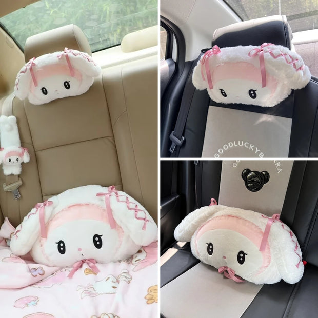 Sanrio Jirai Kei My Melody Headrest Seat Belt Cover Back Cushion Lolita Kuromi Cushion Sofa Bed Throw Pillow Decor Gifts Girl