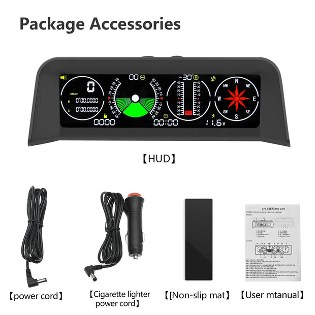 NEW X90 GPS Speedometer Head Up PMH KMH Slope Meter Inclinometer on-board Computer Car with Car Compass Clock Latitude Longitude