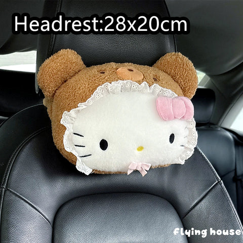 Cute Sanrio Headrest Cushion Car Seat Cartoon Kuromi My Melody Cinnamoroll Pom Pom Purin Pillow Comfortable Home Decor Girl