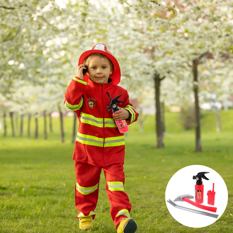 Simulated Fire Extinguisher Firefighting 4-piece Set Firefighter Accessories Fireman Cosplay Prop Kids Toy Mini