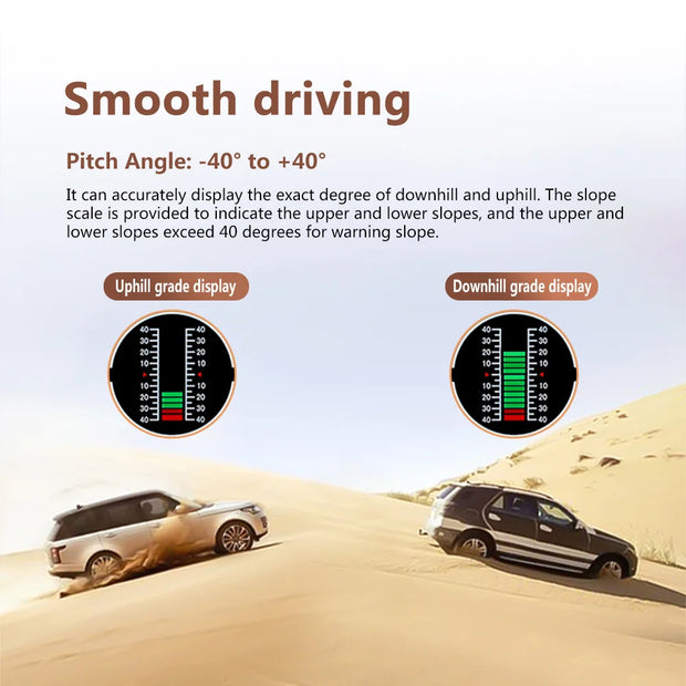 X90 4 In 1 Head Up Display Smart Slope Meter  MPH KM/H Inclinometer Compass Altitude Meter Digital GPS Speedometer