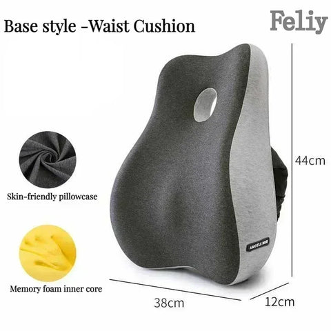 Memory Foam Office Chair Cushion Car Seat Support Waist Pillow Massage Lumbar Pain Relief Cushion Slow Rebound Orthopedic Pillow