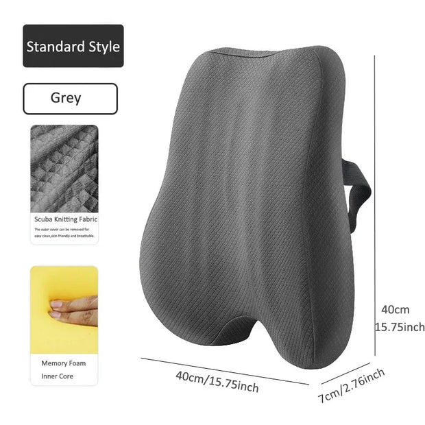 Memory Foam Seat Cushion Waist Back Support Pillow Set Orthopedic Ergonomic Coccyx Relief Hip Lumbar Pad for Office Chair Car