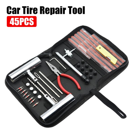 Auto Bike Tire Repair Car Tire Repair Tool Tyre Repair Kit Studding Tool Set 45 PCS Motorcycle Car Accessories Puncture Plug Set