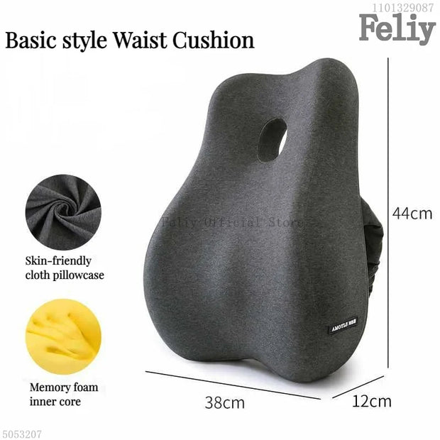 Memory Foam Car Seat Support Waist Cushion Massage Lumbar Orthopedic Pillow Office Chair Buttock Cushion Pain Relief Pillow Sets