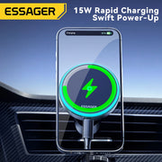 Essager 15W Magnetic Wireless Car Phone Holder Adjustable 360 degrees Car Charger For iPhone15 14 13 Pro Samsung Universal Phone