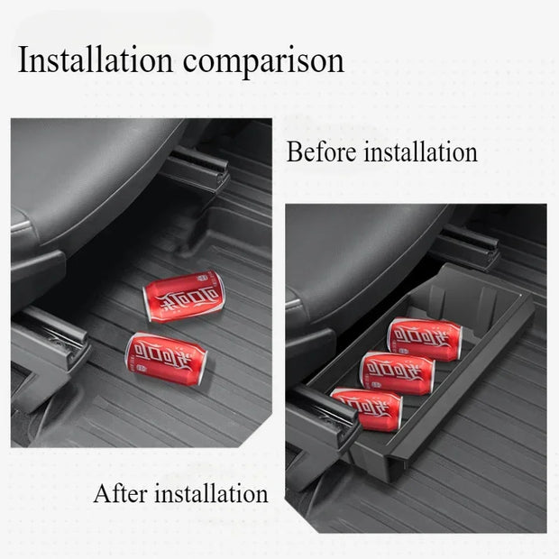 For Tesla Cybertruck 2024 Underseat Storage Box TPE Front Seats Drawer Hidden Storage Tray Organizer Car Interior Accessories