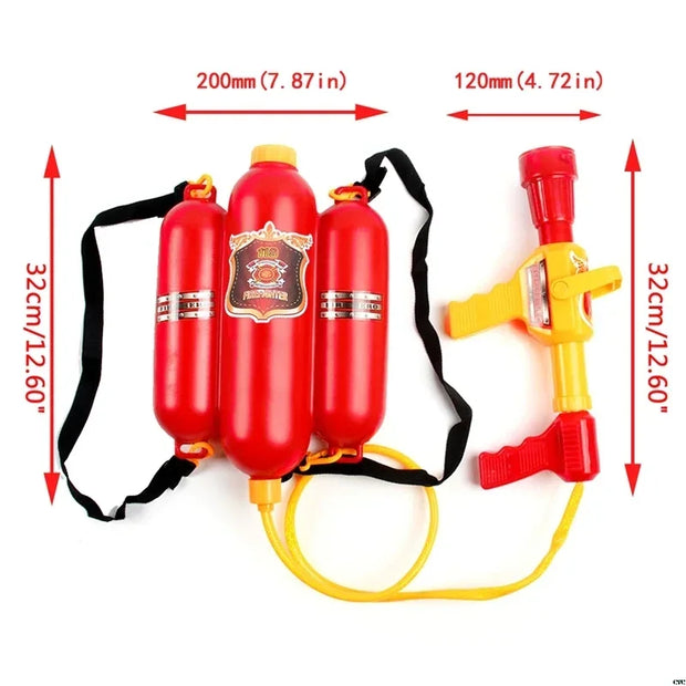 Firefighter Toy Fire Backpack Water Gun Large Capacity Water Gun Fireman Role Play Pool Toys Fire Extinguisher Watergun