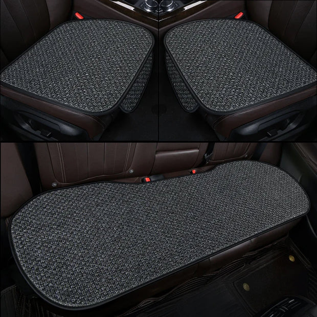 Car Seat Cover Front Rear Flax Seat Protect Cushion Automobile Seat Cushion Protector Pad Mat Backrest Headrest Auto Interior