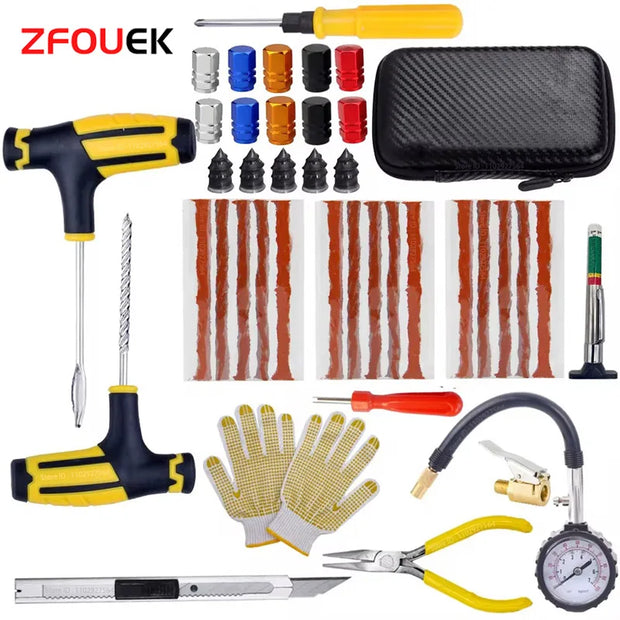 Car Tire Repair Kit Puncture Plug Tools Tyre Puncture Emergency for Tire Strips Stirring Glue Repair Tool Kit Car Accessories