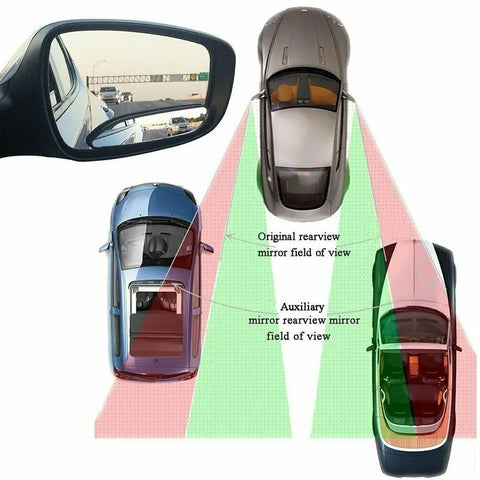 2Pcs Black Plastic Shell Glass Blind Spot Rectangular Mirror Auto Wide Angle Convex Rear Side View Car Truck SUV Rearview Mirror