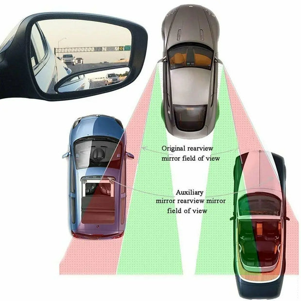 2Pcs Black Plastic Shell Glass Blind Spot Rectangular Mirror Auto Wide Angle Convex Rear Side View Car Truck SUV Rearview Mirror