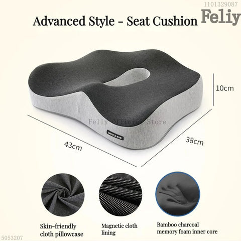 Memory Foam Car Seat Support Waist Cushion Massage Lumbar Orthopedic Pillow Office Chair Buttock Cushion Pain Relief Pillow Sets