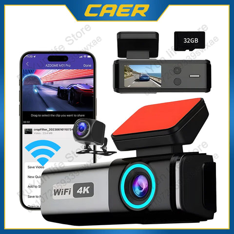 Car Dash Cam Dual Lens UHD Driving Recorder 4K DVR 1080P Rear Lens Camera WiFi 24H Parking Monitoring Black Box Car Accsesories