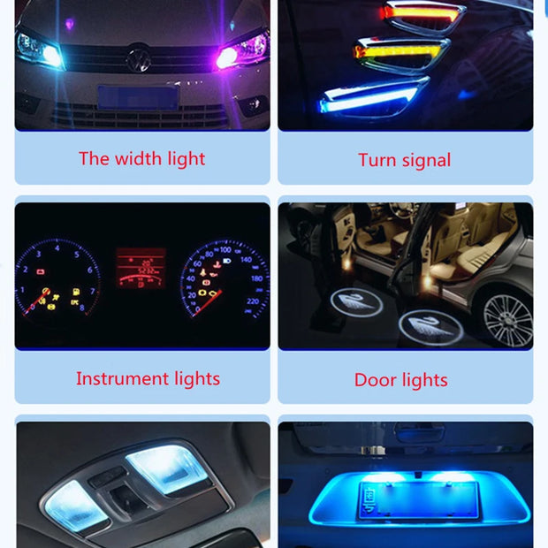 10PCS T10 W5W Led Car Light COB Glass 6000K White Auto Automobiles License Plate Lamp Signal Light Dome Read DRL Bulb Style 12V