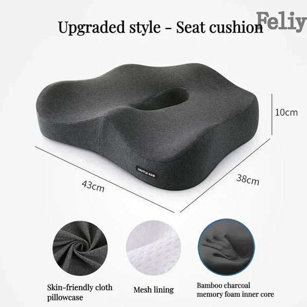 Memory Foam Office Chair Cushion Car Seat Support Pads Buttocks Pillow Massage Hips Orthopedic Pillow Coccyx Pain Relief Cushion