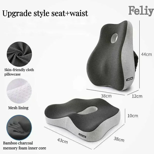 Memory Foam Office Chair Cushion Car Seat Support Waist Pillow Massage Lumbar Pain Relief Cushion Slow Rebound Orthopedic Pillow