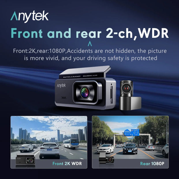 ANSVICAM UHD 4K WIFI Dash Cam CAR DVR GPS Front and Rear Dual Lens With 1080P Black Box Room Night Vision Camera Parking Monitor