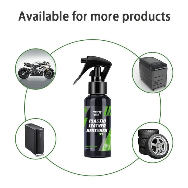 50ML/100ML/300MLCar Plastic Leather Rubber Restorer Spray Back to Black Gloss Interior Plastic Renovator for Auto Cleaning