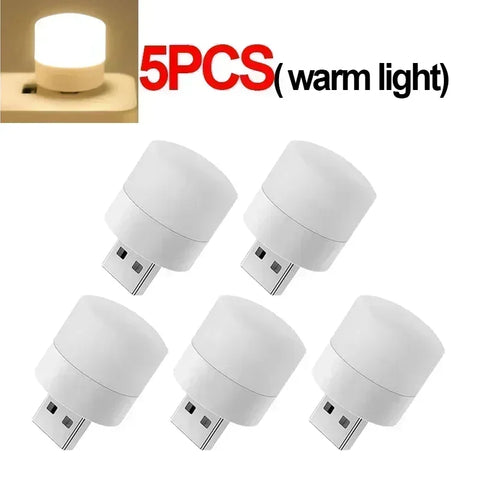 50/1Pcs Mini USB Night Light Warm White Eye Protection Book Reading Light USB Plug Computer Mobile Power Charging LED Night Lamp